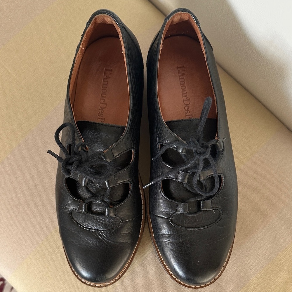 L'Amour Des Pieds Ximena‎ Sporty Smooth Leather Lace Up Oxford Platform size 6.5